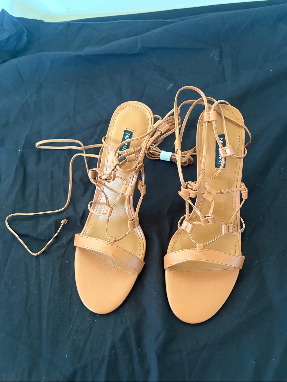Nine West Tan Lace-Up Gladiator Heel Sandals Size 10.5